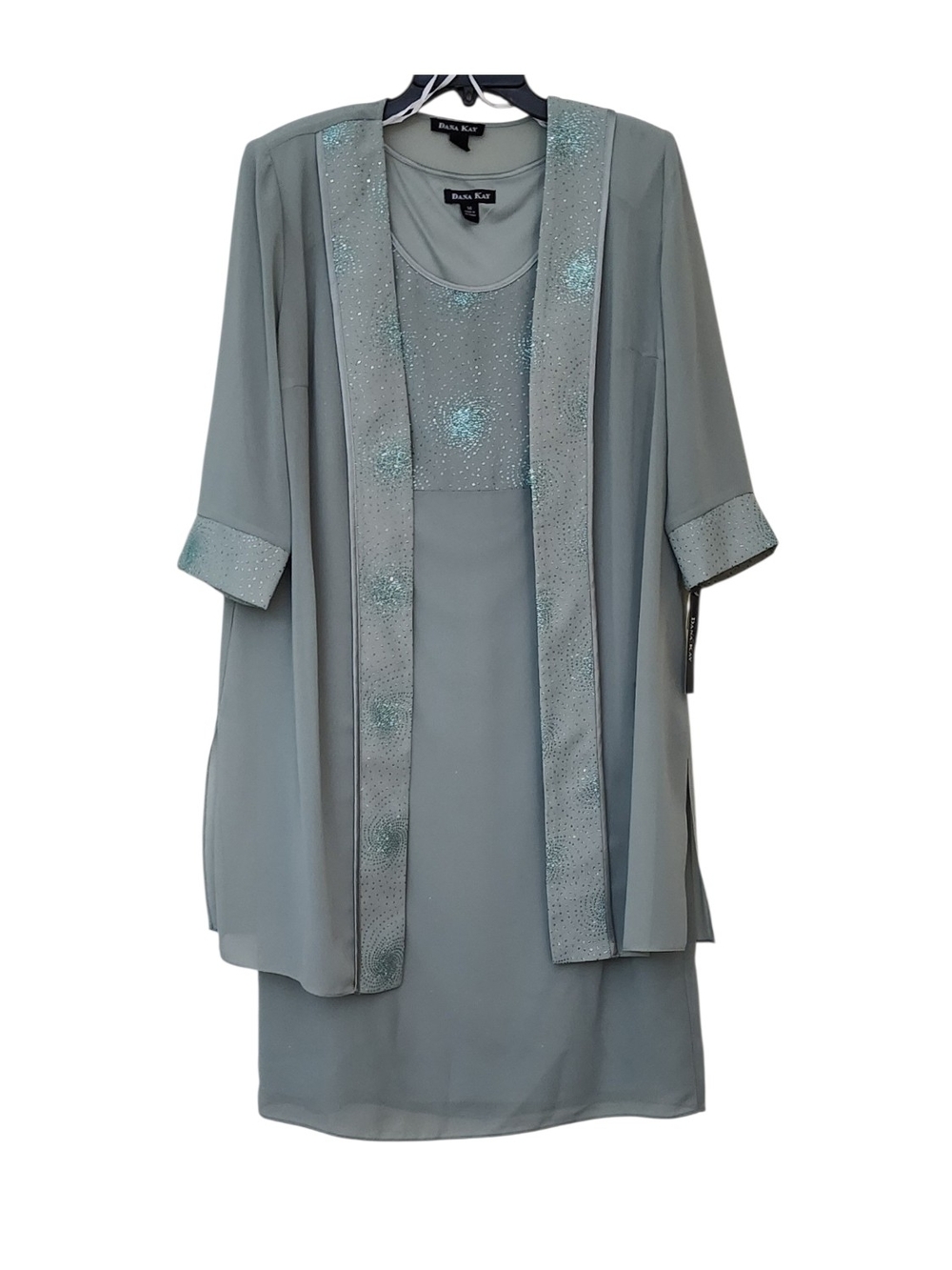 Dana Kay Sage Green Embellished Midi Dress & Jacket Set
